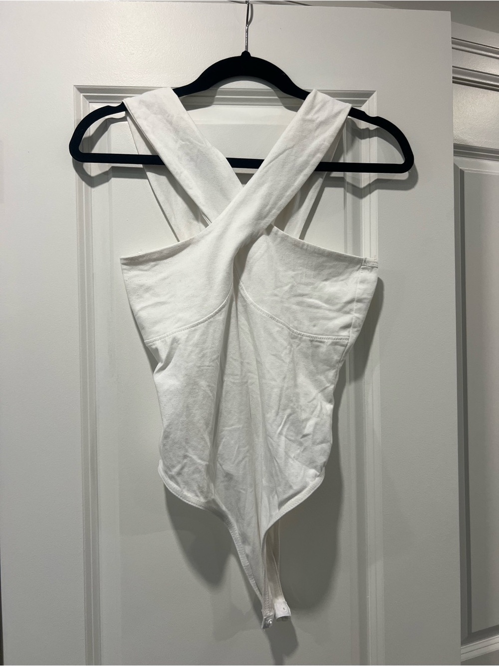 Women's White Cross-Back Bodysuit